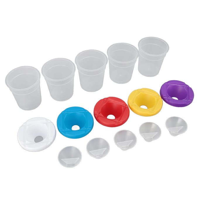 5 pièces Gobelets de peinture pour enfants Multiusage Anti-éclaboussures Réutilisables Récipients de peinture avec couvercles colorés pour white