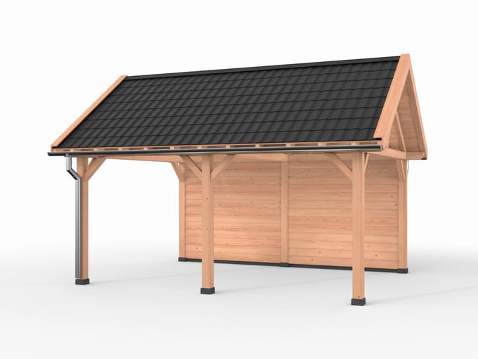 Douglas overkapping zadeldak, 600 x 400, met achterwand, Westwood Ruiter Premium