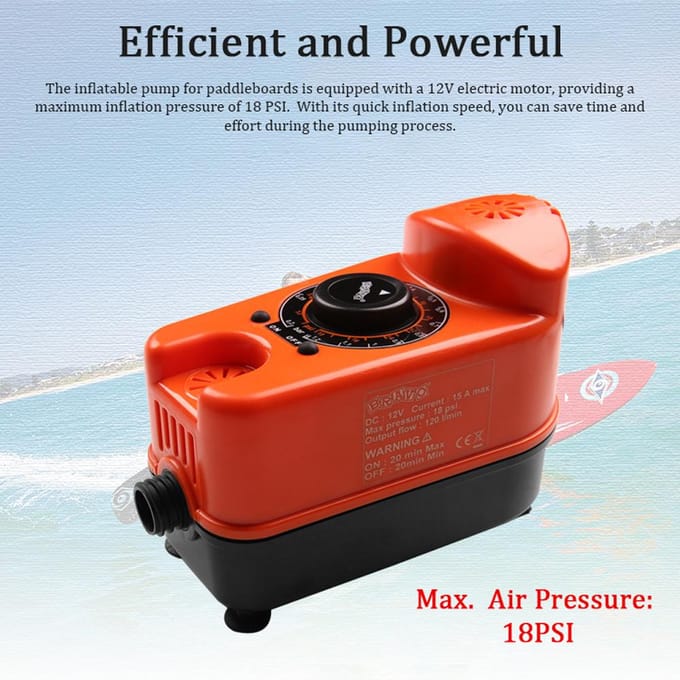 12V Elektrische Luchtpomp 18PSI Hogedruk Paddle Board Pomp Draagbare Opblaasbare Pomp voor Paddle oranje
