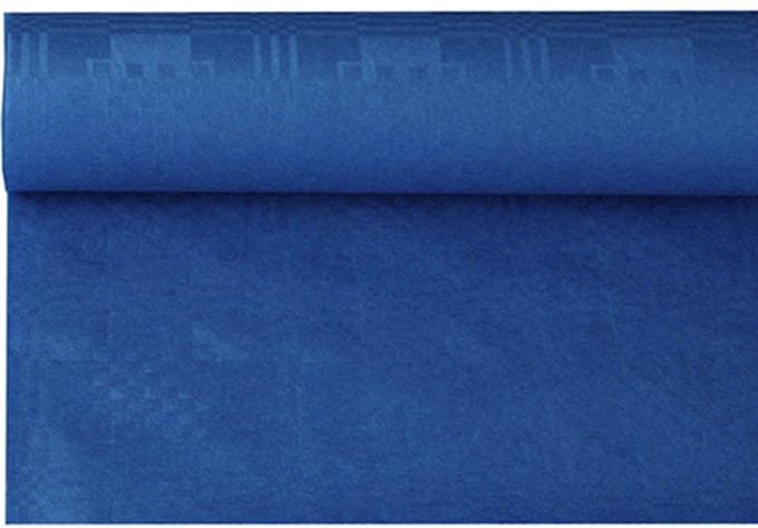 12x Tafelkleed papier met damastprint 6 m x 12 m donkerblauw