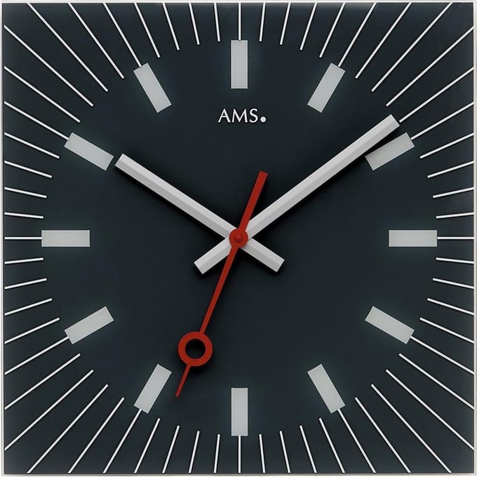 AMS 9575 Wandklok vierkant 35 x 35 cm antracietkleurig
