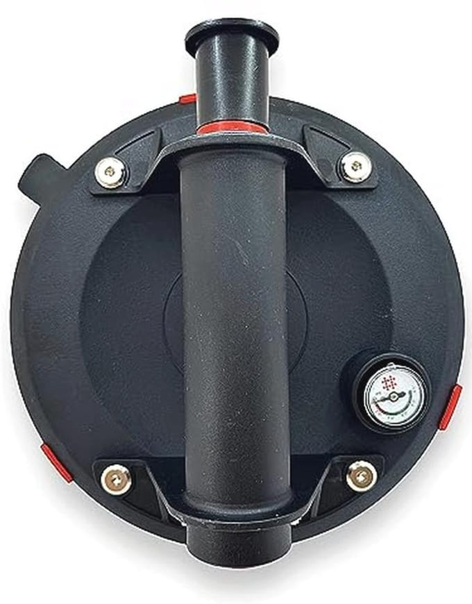 Handzuignap - Draagbare lifter - Zware objecten verplaatsen - Met drukmeter - 20 cm diameter - Zwart