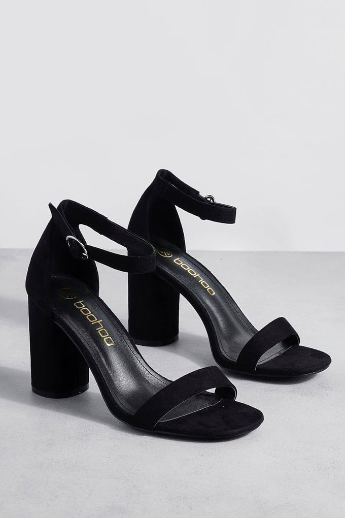 boohoo Dames Rounded Heel 2-delige Barely There Hakken | Zwart | Maat: 40