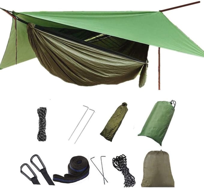 Camping Hangmat met Klamboe en Regenzeil voor Buitenactiviteiten