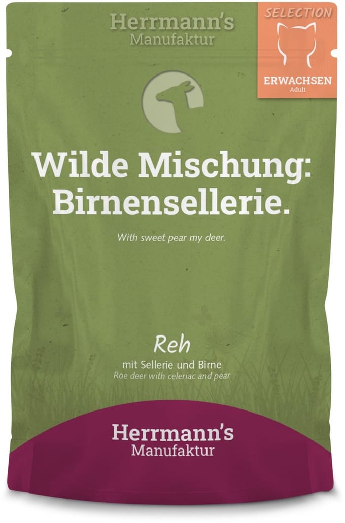 Herrmann's Selection kat Hert met selderij 100 gr. - per 12 stuks