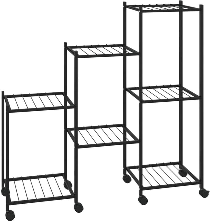 Flower Stand with Wheels 83x25x83.5 cm Black Iron