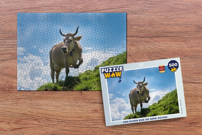 Puzzel Koe - Gras - Alpen - Legpuzzel - Puzzel 500 stukjes