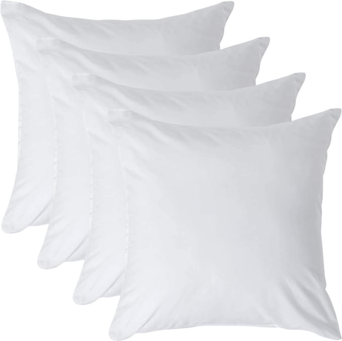 Homescapes Kussensloop 40x40 cm Set van 4 – Wit – 100% Egyptisch Perkal Katoen – 200 TC