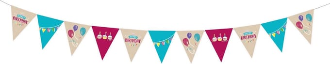 Amscan Vlaggenlijn My Birthday 4 M Papier Blauw/roze