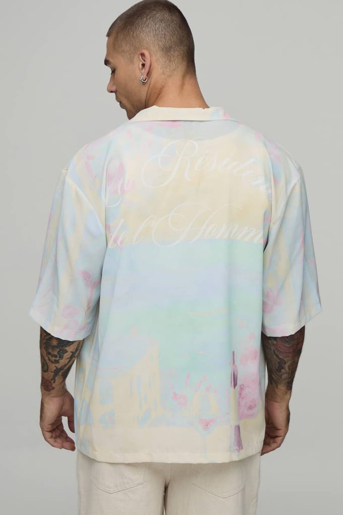 Oversized Boxy Shirt Met Bloemenprint | Yellow | Size Small