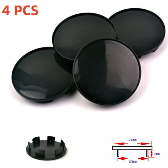 58 mm / 53 mm zwart ABS autowielnaafdoppen decoratieve hoes set van 4 gray
