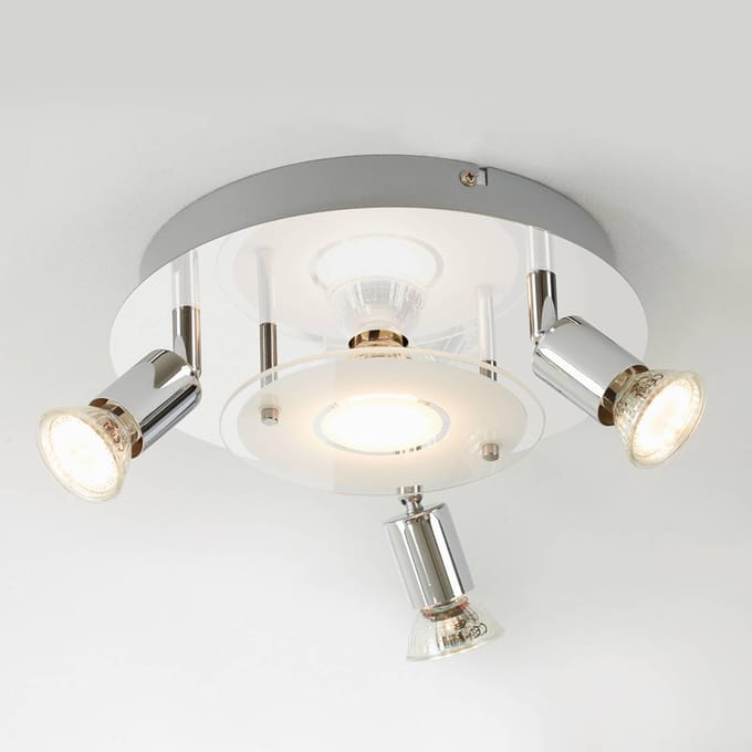 Briloner Orna plafondlamp, rondel, 4-lamps, chroom