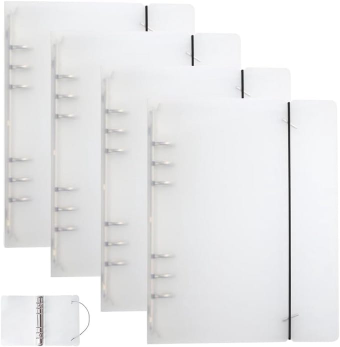 Navulbare A5 Ringband 4 Stuks - Hardplastic Notitieboek met 6-Ringen