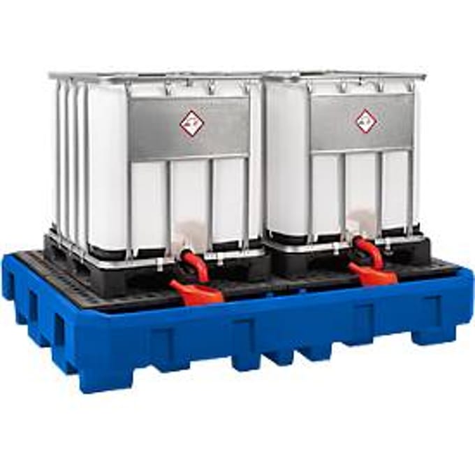 IBC/KTC station, van polyetheen, inrijvakken, met gegalvaniseerd opstelvlak