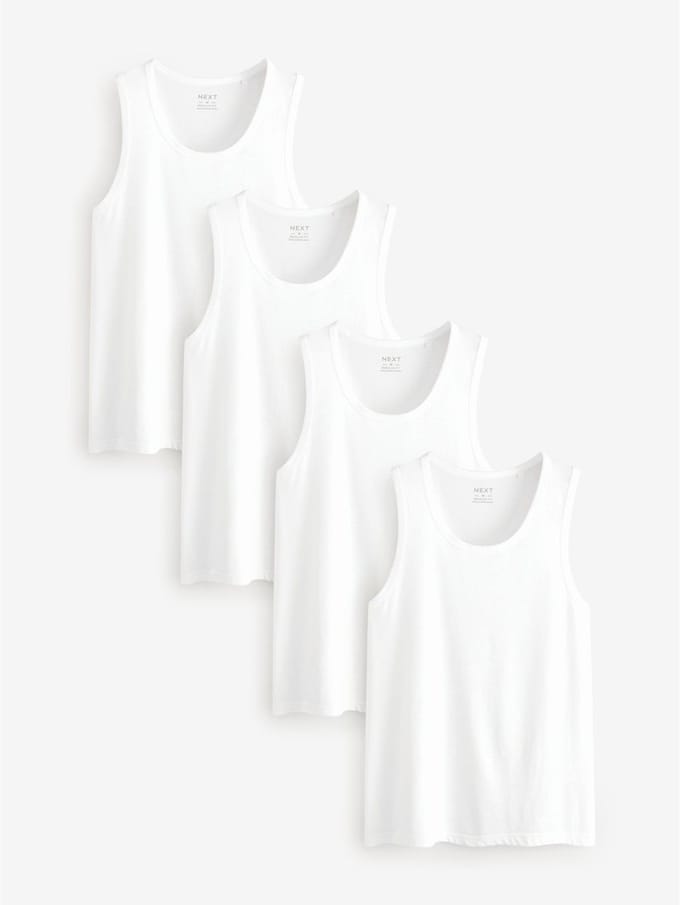 Next - Heren - Set van 4 katoenen hemdjes - Wit