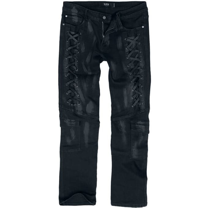 Black Premium by EMP Zwarte slim cargo jeans met vetersluiting - Heren - W34L34