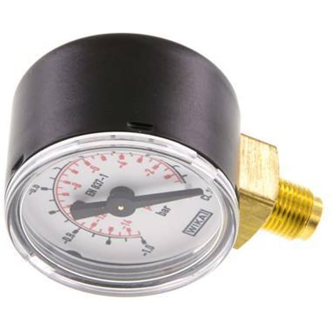 '-1..0 Bar Manometer Onderaansluiting Staal/Messing 40 mm Klasse 1.6