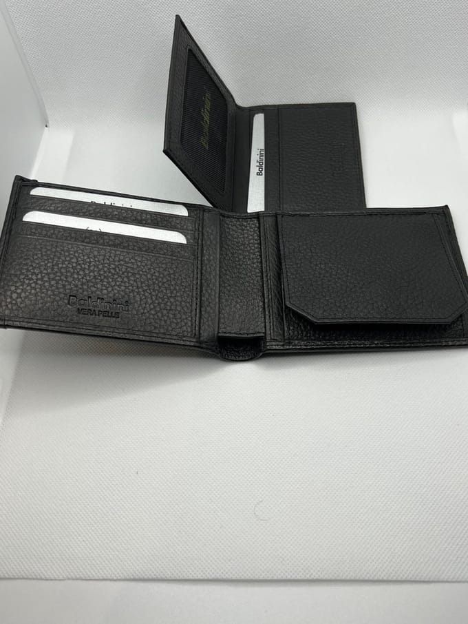 Baldinini Set Black leather wallet + Card houder for men
