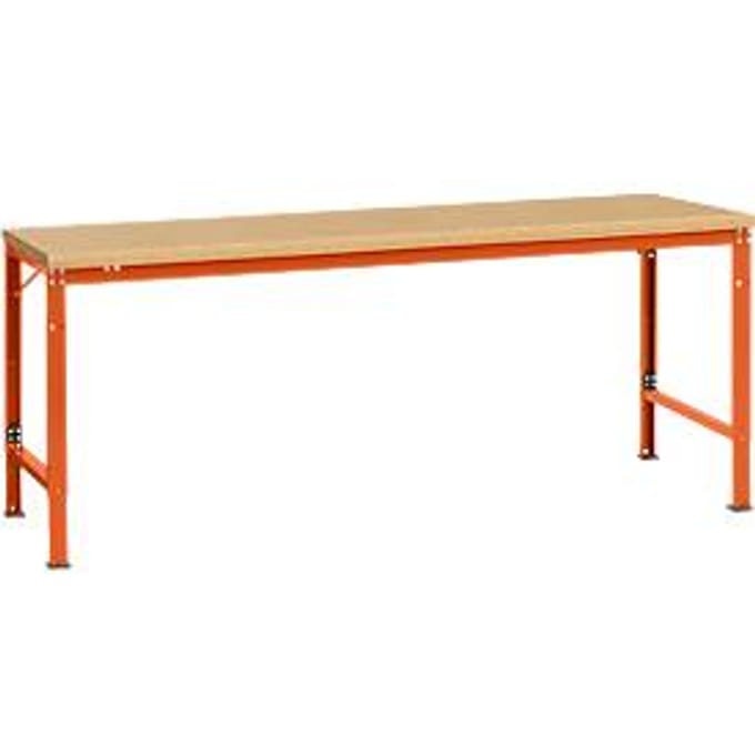 Manuflex basistafel UNIVERSAL Speciaal, 2000 x 1000 mm, multiplex natuur, roodoranje
