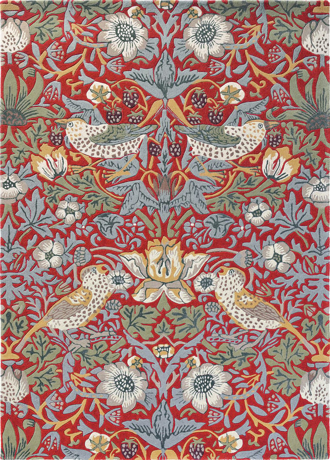 Morris & Co Strawberry Thief Crimson 27700 - 250 x 350 cm