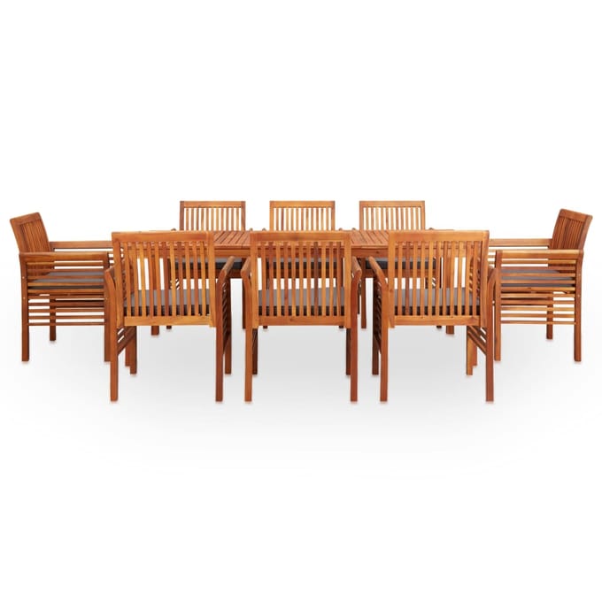 vidaXL - 9-delige - Tuinset - met - kussens - massief - acaciahout
