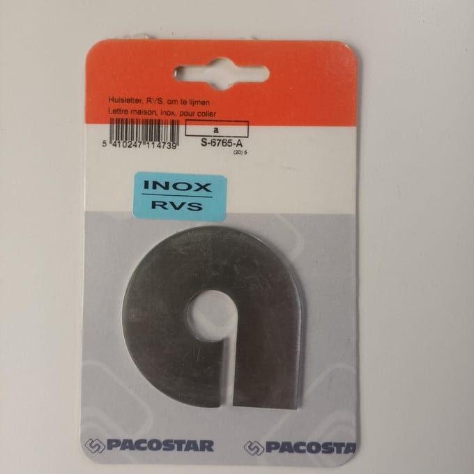 Huisnummer "a" Pacostar Inox RVS Lijm 60mm