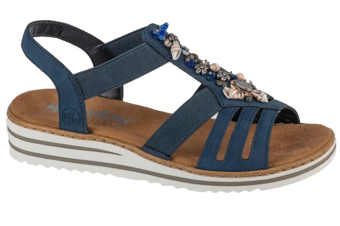 Rieker Sandalen V0649, Dames marineblauwe Sandalen 40