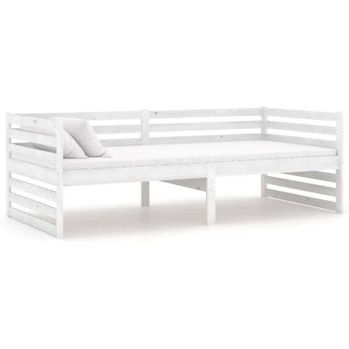vidaXL - Bedbank - massief - grenenhout - wit - 90x200 - cm