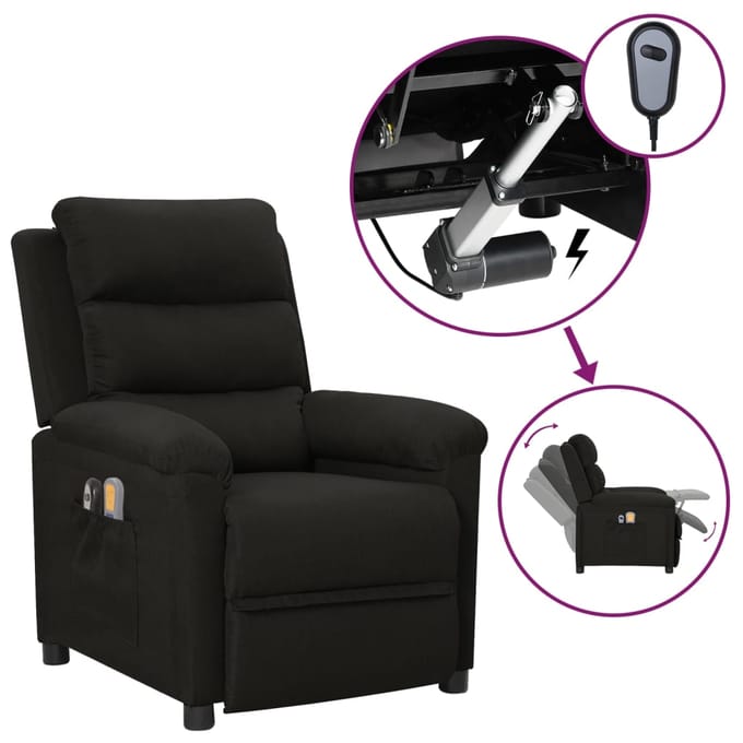 vidaXL - Massagestoel - elektrisch - stof - zwart