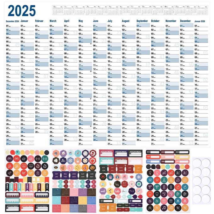 Cosensi - Grote Maandelijkse Planner Kalender 2025 voor Thuis en Kantoor