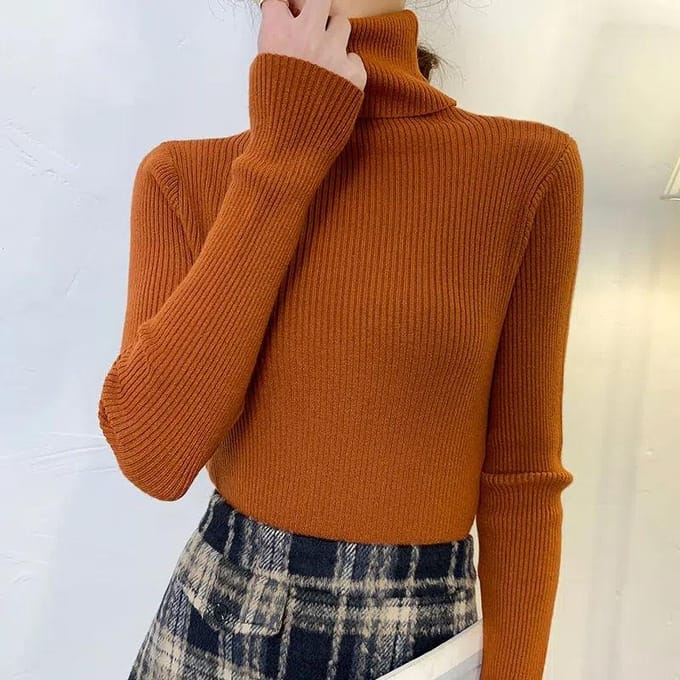 Turtleneck Truien Dames Hoge Hals Pullover Trui Effen Lange Mouw Plus Size Slanke Gebreide Trui Basic Tops Dames Kleding Herfst Winter S