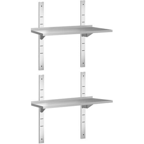 GGM Gastro Wandborde PREMIUM - 800x400mm - mit 2 Etagen Zilver