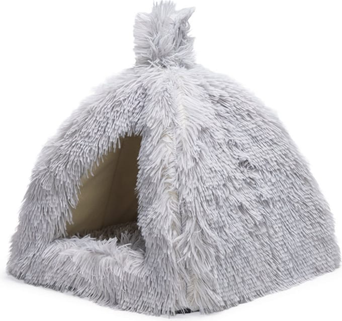 Beeztees Kitten Cave Cosmo - Kattenmand - Pluche - Grijs - 40x40x40 cm