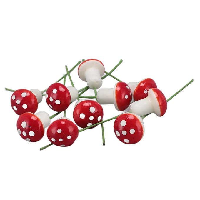 40 STKS Paddenstoel Miniatuur Decoratie Plastic Paddenstoel Pot Micro Landschap Decoratie red