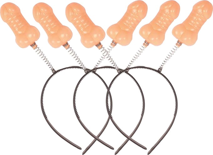 Faram Diadeem/tiara met piemels - 10x - plastic - 15 x 25 cm - bewegende piemels