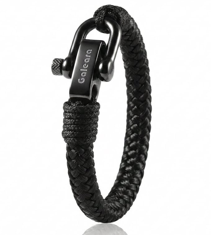 Touw armband Surfer Paracord Heren en Dames Galeara Mao zwart 21.5cm