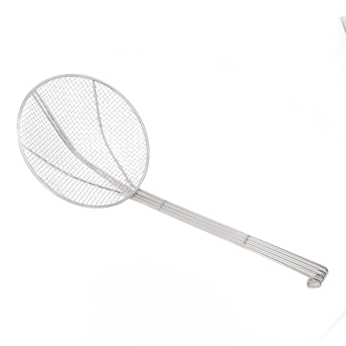 Cuillère Écumoire Long Manche Acier Inoxydable Maille Fine Passoire à Fil Louche avec Crochet pour Cuisiner white