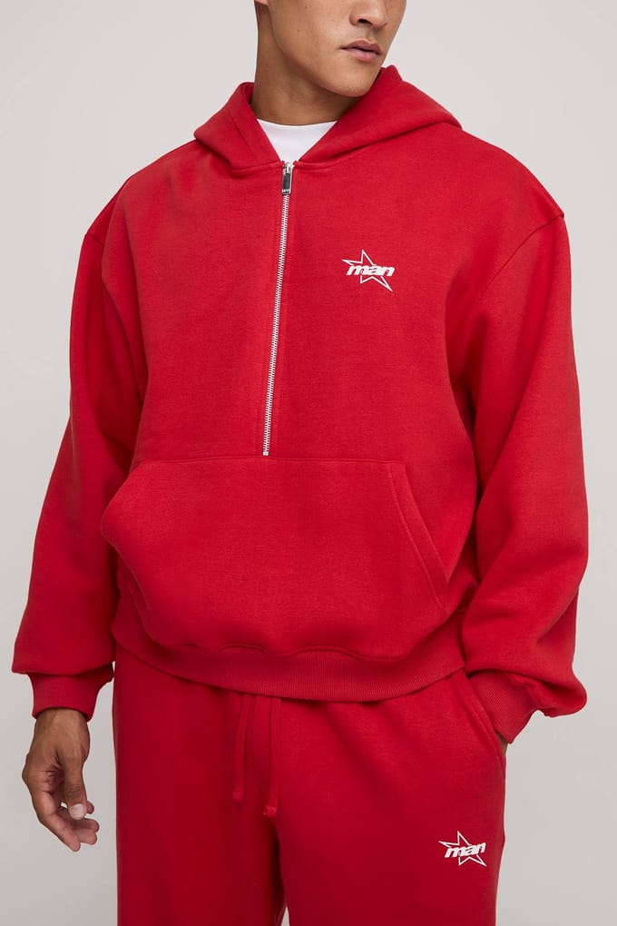 Oversized Boxy M Star Hoodie en Baggy Jogger Trainingspak | Red | Size Medium