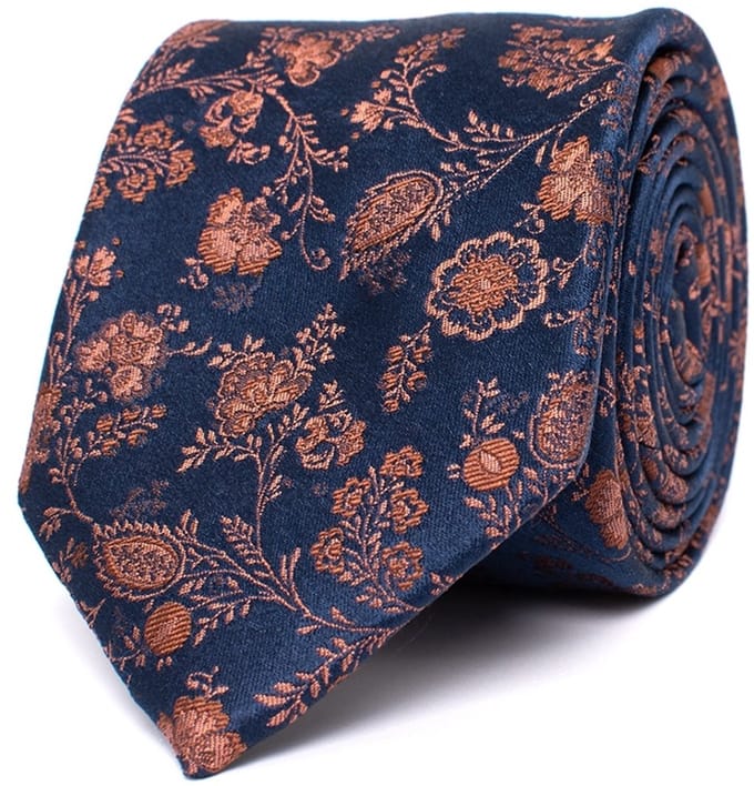Tresanti DOUGLAS Silk tie with flowers Orange (TRTIIE362 - 507)