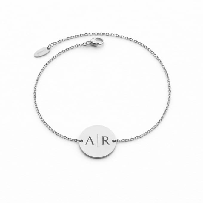Munt Armband met 2 Initialen Zilver
