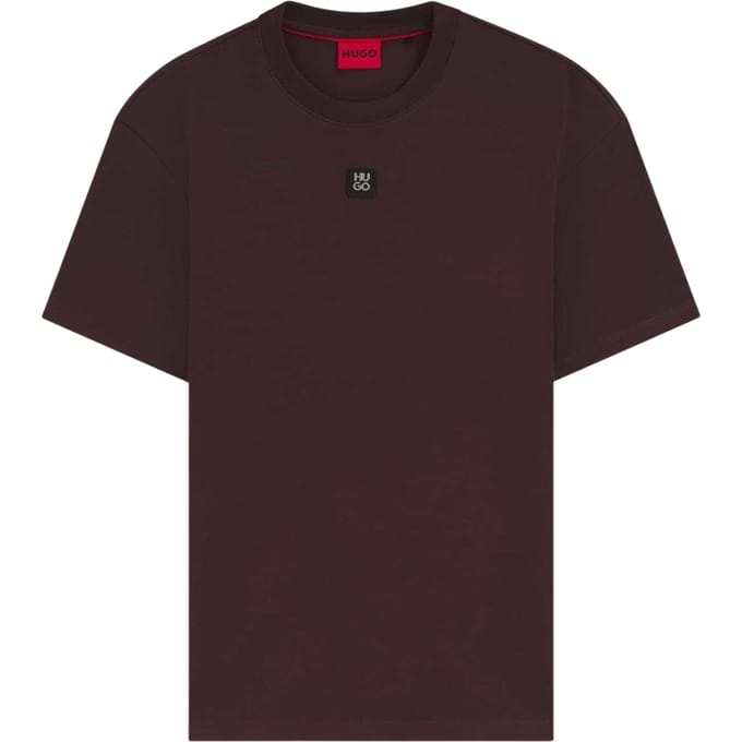 Hugo Heren Dalile Stacked T-shirt (Donkerbruin)