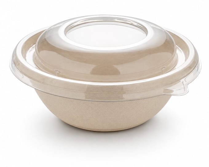 Sabert suikerriet magnetron buddha bowl - 600 ml met deksel - 150 stuks
