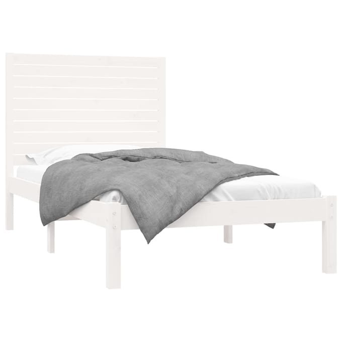 vidaXL - Bedframe - massief - hout - wit - 90x200 - cm