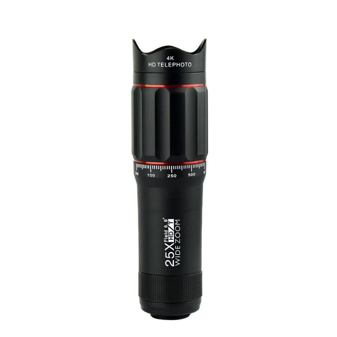 Téléobjectif HD 25x, caméra universelle externe, objectif de télescope pour téléphone portable black