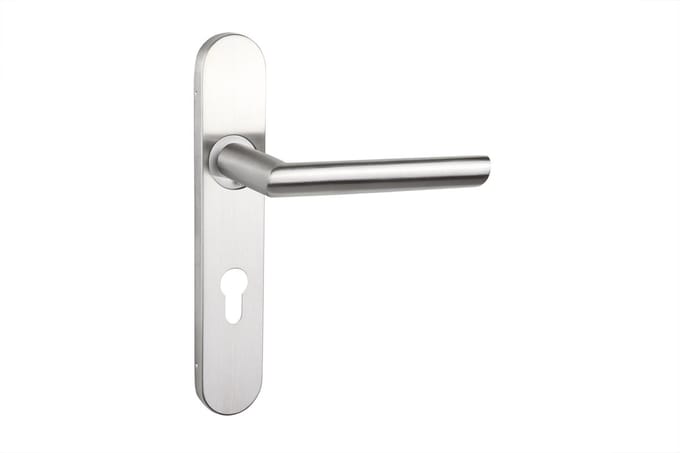 Lavuzo deurkruk Ragusa RVS met afgerond schild PC72 | Per set | Deurklink met schild