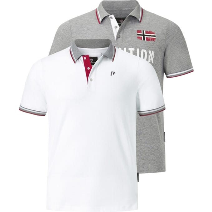 Jan Vanderstorm herren Poloshirts, Set Van 2 - 76/78 - grijs - Plus Size