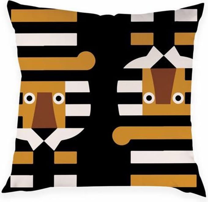 Kussens | Kussenhoes Tijger Zwart-Wit | Vierkant