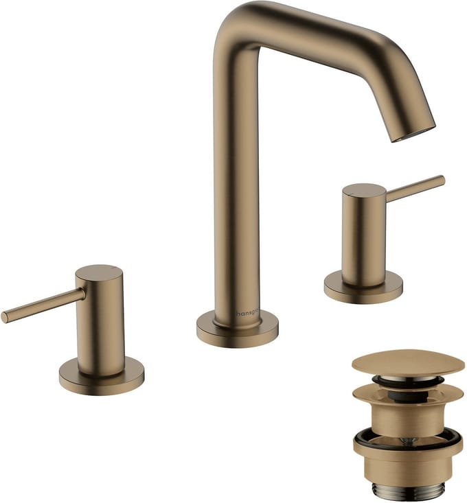 hansgrohe Tecturis S - Wastafelkraan - 3-gats uitvoering - Met afvoerplug - 150mm maat - Brushed Bronze