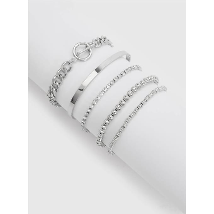 boohoo Dames Zilveren Stapel Armbanden 5-pack