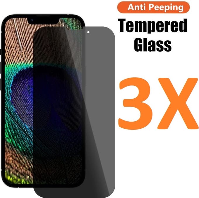 Screenprotector Glas - Privacy Tempered Glass Screen Protector Anti-Spy - 3x Geschikt voor: Apple iPhone 13